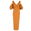 New Women Dress Summer Vestidos Verano 2022 Celebrity Party Dresses Yellow Red Ruffles Butterfly Short Sleeve Midi Dress