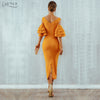 New Women Dress Summer Vestidos Verano 2022 Celebrity Party Dresses Yellow Red Ruffles Butterfly Short Sleeve Midi Dress