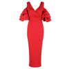 New Women Dress Summer Vestidos Verano 2022 Celebrity Party Dresses Yellow Red Ruffles Butterfly Short Sleeve Midi Dress