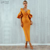 New Women Dress Summer Vestidos Verano 2022 Celebrity Party Dresses Yellow Red Ruffles Butterfly Short Sleeve Midi Dress