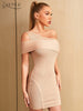 Adyce Women's Mini Club Bodycon Bandage Dress Sexy Summer One Shoulder Short Sleeve Celebrity Evening Skinny Party Dress