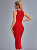 Adyce Night Club Beading Bandage Dress For Women Sexy Cut Out Midi Red Celebrity 2023 Summer Runway Party Streetwear Dresses