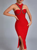 Adyce Night Club Beading Bandage Dress For Women Sexy Cut Out Midi Red Celebrity 2023 Summer Runway Party Streetwear Dresses