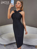 Adyce Night Club Bodycon Bandage Dress 2023 Summer Women Sexy Halter Sleeveless Black Midi Celebrity Evening Party Dress
