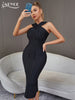 Adyce Night Club Bodycon Bandage Dress 2023 Summer Women Sexy Halter Sleeveless Black Midi Celebrity Evening Party Dress