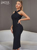 Adyce Night Club Bodycon Bandage Dress 2023 Summer Women Sexy Halter Sleeveless Black Midi Celebrity Evening Party Dress
