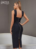 Adyce Night Club Bodycon Bandage Dress 2023 Summer Women Sexy Halter Sleeveless Black Midi Celebrity Evening Party Dress