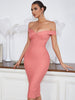 Adyce Off Shoulder Midi Bodycon Bandage Dress For Women Sexy V Neck Club Evening Runway Elegant Party 2023 Summer Female Dresses