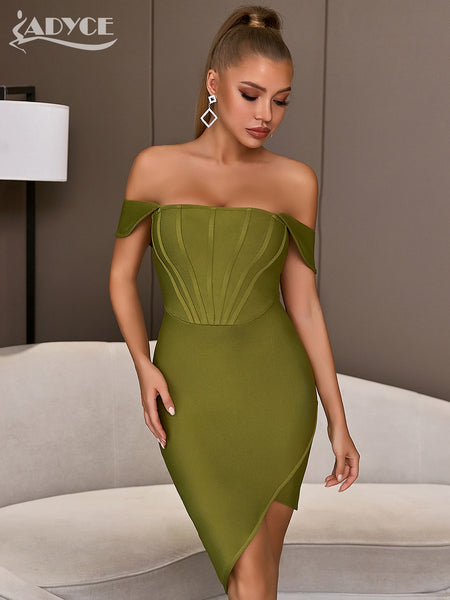 Adyce Off Shoulder Party Wear Women's Bandage Dress 2023 Summer Sexy Short Sleeve Evening Runway Club Bodycon Dress Vestidos