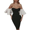 Adyce Off Shoulder Strapless Midi Bandage Dress 2023 Women's Sexy Short Sleeve Celebrity Night Club Wear Runway Party Dress