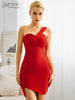 Adyce One Shoulder Bodycon Bandage Dress For Women 2023 Summer Sexy Sleeveless Red Club Celebrity Evening Party Mini Dresses