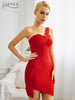 Adyce One Shoulder Bodycon Bandage Dress For Women 2023 Summer Sexy Sleeveless Red Club Celebrity Evening Party Mini Dresses