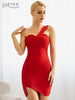 Adyce One Shoulder Bodycon Bandage Dress For Women 2023 Summer Sexy Sleeveless Red Club Celebrity Evening Party Mini Dresses