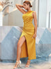 Adyce One Shoulder Sleeveless Evening Maxi Dress For Women Summer Elegant Draped Celebrity Night Club Party Satin Dress Outfits