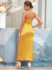 Adyce One Shoulder Sleeveless Evening Maxi Dress For Women Summer Elegant Draped Celebrity Night Club Party Satin Dress Outfits