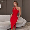 Adyce One Shoulder Sleeveless Maxi Bandage Dress Women's Sexy Hollow Out Black Split Celebrity Club Party Bodycon Dress Outfits