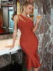 Adyce One Shoulder Women's Mermaid Bandage Dress Sexy Hollow Out Summer Midi Party Celebrity Evening Elegant Club Dress Outfits