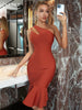 Adyce One Shoulder Women's Mermaid Bandage Dress Sexy Hollow Out Summer Midi Party Celebrity Evening Elegant Club Dress Outfits