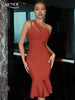 Adyce One Shoulder Women's Mermaid Bandage Dress Sexy Hollow Out Summer Midi Party Celebrity Evening Elegant Club Dress Outfits