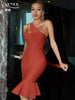 Adyce One Shoulder Women's Mermaid Bandage Dress Sexy Hollow Out Summer Midi Party Celebrity Evening Elegant Club Dress Outfits