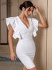 Adyce Red Ruffles Mini Bodycon Bandage Dress For Women Sexy V Neck Cross Back Evening Club Celebrity Party Female Dress 2023