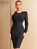 Adyce Sexy Backless Celebrity Midi Bandage Dress Women Elegant One Shoulder Long Sleeve Evening Club Party Wear Outfit Dress
