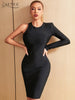 Adyce Sexy Backless Celebrity Midi Bandage Dress Women Elegant One Shoulder Long Sleeve Evening Club Party Wear Outfit Dress