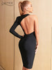 Adyce Sexy Backless Celebrity Midi Bandage Dress Women Elegant One Shoulder Long Sleeve Evening Club Party Wear Outfit Dress
