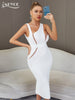 Adyce Sexy Backless White Midi Bodycon Bandage Dress Women Summer Tank Sleeveless Celebrity Elegant Evening Party Dress Outfits