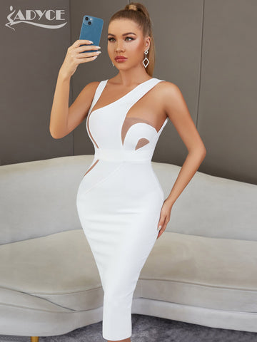 Adyce Sexy Backless White Midi Bodycon Bandage Dress Women Summer Tank Sleeveless Celebrity Elegant Evening Party Dress Outfits
