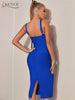 Adyce Sexy Spaghetti Strap Club Bandage Dress Women Midi Blue Sleeveless Party Celebrity Evening Chic Lady Dress Outfits