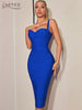 Adyce Sexy Spaghetti Strap Club Bandage Dress Women Midi Blue Sleeveless Party Celebrity Evening Chic Lady Dress Outfits