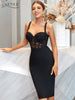 Adyce Spaghetti Strap Black Lace Bandage Dress Sexy Night Club See Through Celebrity Evening Midi Summer Party Dresses Vestidos