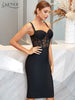 Adyce Spaghetti Strap Black Lace Bandage Dress Sexy Night Club See Through Celebrity Evening Midi Summer Party Dresses Vestidos