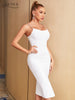 Adyce Spaghetti Strap Midi Women's Dress 2023 Summer Sexy Sleeveless White Chains Celebrity Club Party Elegant Dress