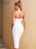 Adyce Spaghetti Strap Midi Women's Dress 2023 Summer Sexy Sleeveless White Chains Celebrity Club Party Elegant Dress