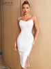 Adyce Spaghetti Strap Midi Women's Dress 2023 Summer Sexy Sleeveless White Chains Celebrity Club Party Elegant Dress