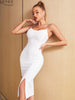 Adyce Spaghetti Strap Midi Women's Dress 2023 Summer Sexy Sleeveless White Chains Celebrity Club Party Elegant Dress
