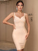 Adyce Spaghetti Strap Nude Bodycon Bandage Dress For Women 2023 Summer Sexy V Neck Sleeveless Club Celebrity Party Female Dress