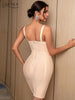 Adyce Spaghetti Strap Nude Bodycon Bandage Dress For Women 2023 Summer Sexy V Neck Sleeveless Club Celebrity Party Female Dress