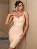 Adyce Spaghetti Strap Nude Bodycon Bandage Dress For Women 2023 Summer Sexy V Neck Sleeveless Club Celebrity Party Female Dress
