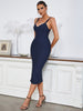 Adyce Summer Blue V Neck Midi Bodycon Bandage Dress Women's Spaghetti Strap Sexy Sleeveless Club Celebrity Evening Party Dresses