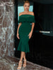 Adyce Summer Elegant Mermaid Green Lace Dress For Women Sexy Off Shoulder Ruffles Midi Party Celebrity Evening Club Dress Outfit