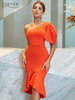 Adyce Summer Evening Women Trumpet Dress Sexy One Shulder Night Club Elegant Celebrity Orange Birthday Party Midi Dress Vestidos