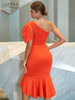 Adyce Summer Evening Women Trumpet Dress Sexy One Shulder Night Club Elegant Celebrity Orange Birthday Party Midi Dress Vestidos