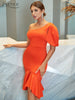 Adyce Summer Evening Women Trumpet Dress Sexy One Shulder Night Club Elegant Celebrity Orange Birthday Party Midi Dress Vestidos