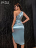 Adyce Summer One Shoulder Midi Dress For Women Sexy Sleeveless Blue Satin Club Celebrity Runway Party Female Long Dress
