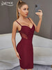 Adyce Summer Spaghetti Strap V Neck Bandage Dress Sexy Sleeveless Wine Red Lace Draped Night Club Evening Party Women Midi Dress