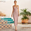 Adyce Summer Women Bodycon Bandage Dress Sexy V Neck Spaghetti Strap Slit Club Celebrity Cocktail Evening Runway Party Maxi Dres