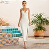 Adyce Summer Women Bodycon Bandage Dress Sexy V Neck Spaghetti Strap Slit Club Celebrity Cocktail Evening Runway Party Maxi Dres